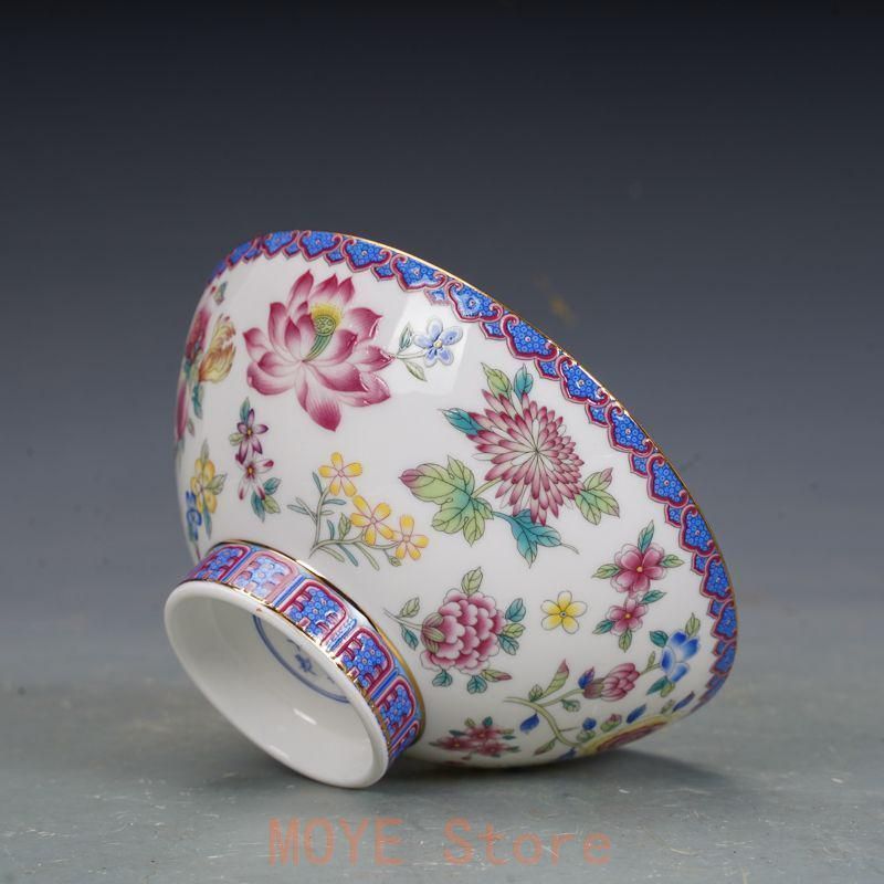 清乾隆磁器琺瑯彩花碗 景徳鎮 陶磁器 装飾品 現代工芸品 美術品 置物