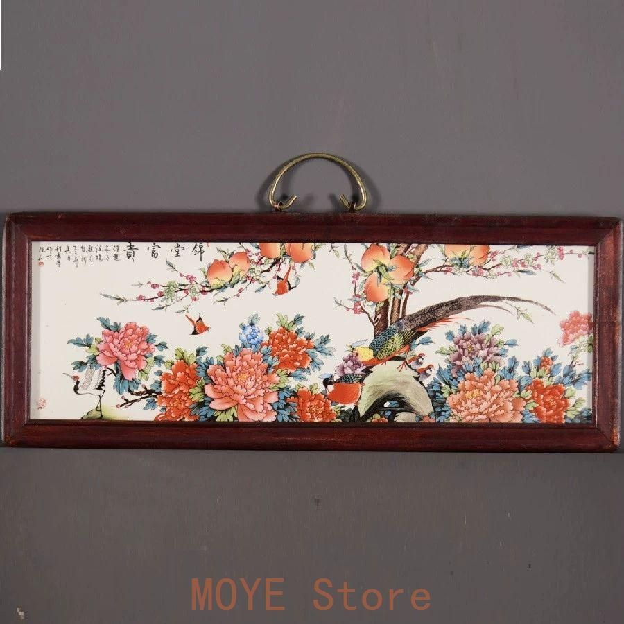 景徳鎮陶板画 錦堂富貴 客間 玄関 茶室 書斎 事務室 装飾画 掛物 工芸