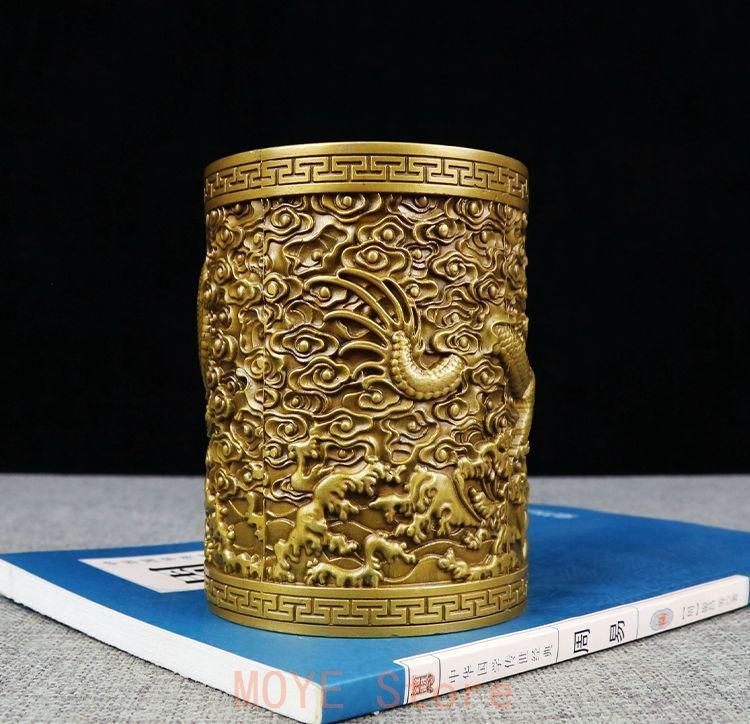 銅器 盤竜の 筆箱 書道具 文房具 現代工芸品 美術品 置物 銅器 盤竜の 筆箱 書道具 文房具 現代工芸品 美術品 置物 - メルカリ