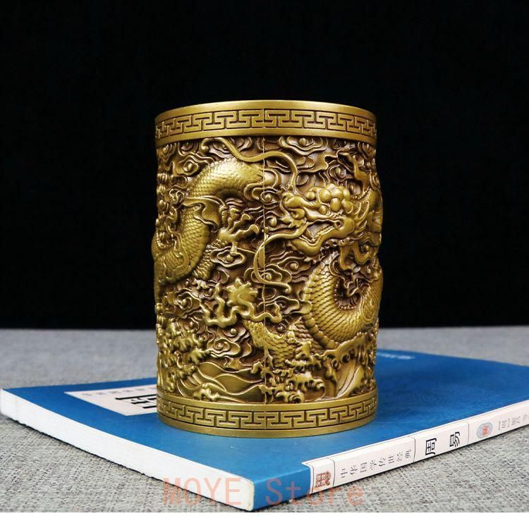 銅器 盤竜の 筆箱 書道具 文房具 現代工芸品 美術品 置物 - メルカリ