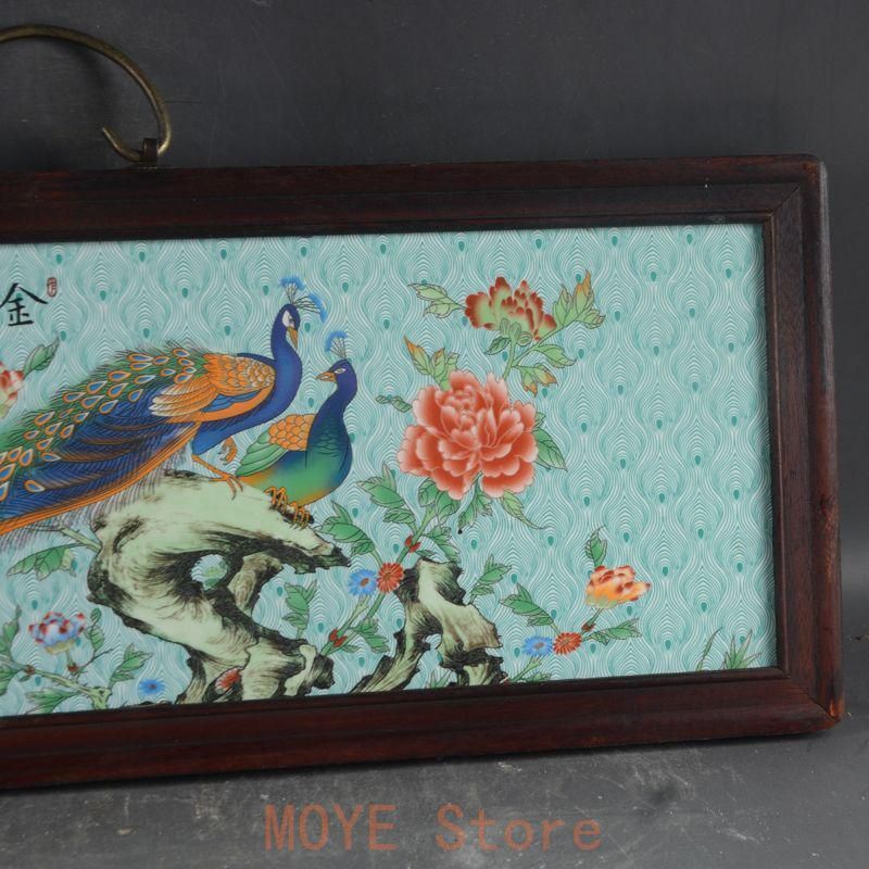 景徳鎮 パステル金?玉羽陶板画 応接間 玄関 茶室 書斎 装飾品 工芸品