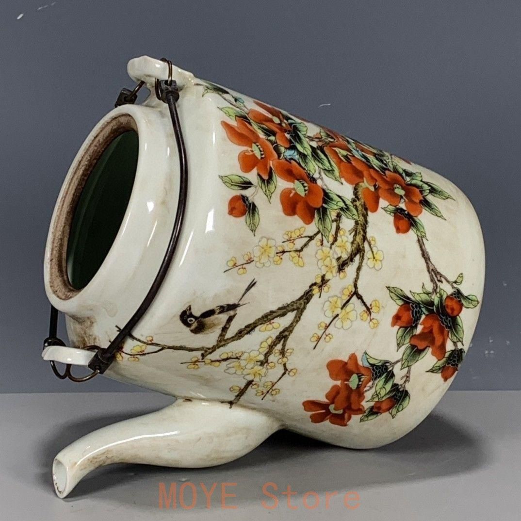 清康熙パステル博古紋茶壺 景徳鎮 陶磁器 装飾品 現代工芸品美術品 置物 大清同治パステル花卉図提梁壺 景徳鎮 陶磁器 現代工芸品 美術品 置物