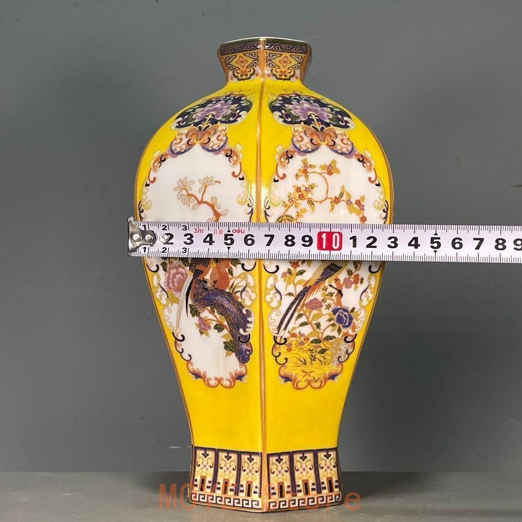 清雍正琺瑯彩花鳥図紋賞瓶 景徳鎮 陶磁器 装飾品 現代工芸品 美術品