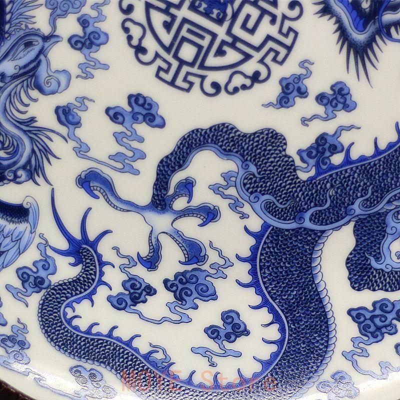 大清乾隆龍鳳呈祥青磁皿 景徳鎮 陶磁器 装飾品 現代工芸品美術品 置物