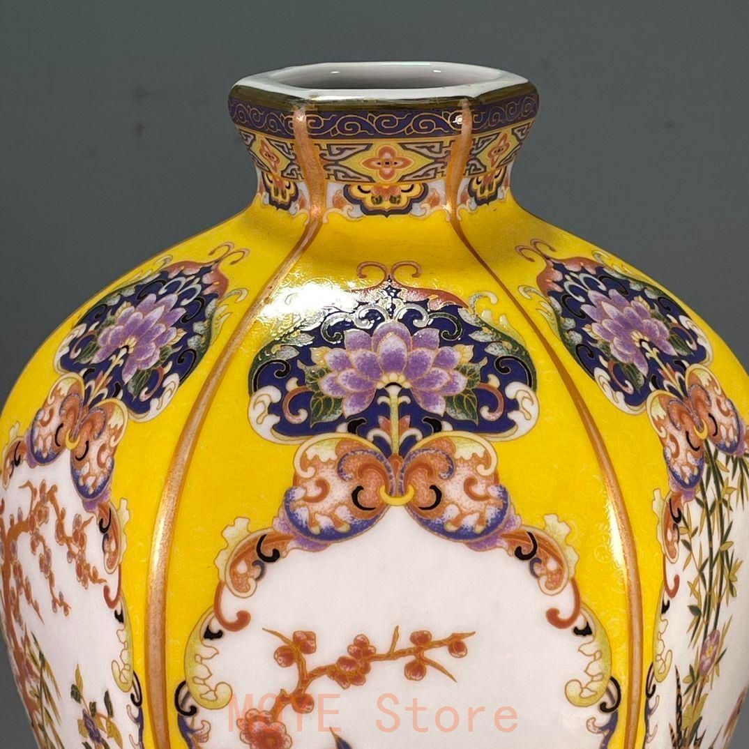 清雍正琺瑯彩花鳥図紋賞瓶 景徳鎮 陶磁器 装飾品 現代工芸品 美術品