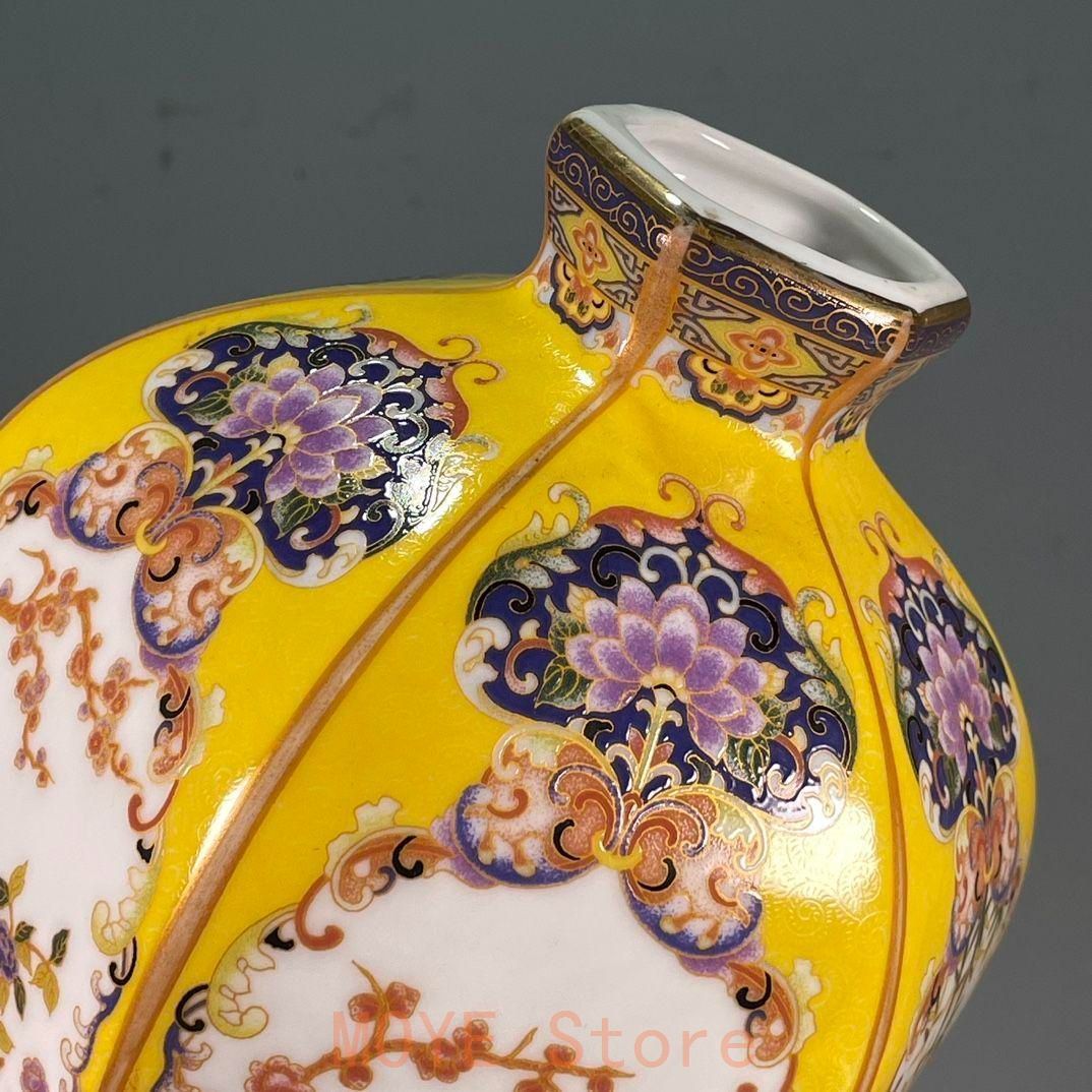 清雍正琺瑯彩花鳥図紋賞瓶 景徳鎮 陶磁器 装飾品 現代工芸品 美術品