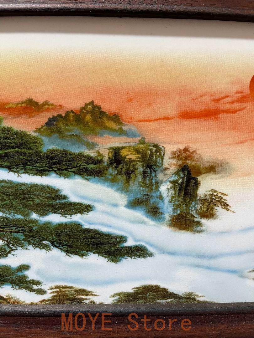 景徳鎮 パステル磁器板画黄山迎客松応接間 玄関 茶室書斎掛屏 装飾品