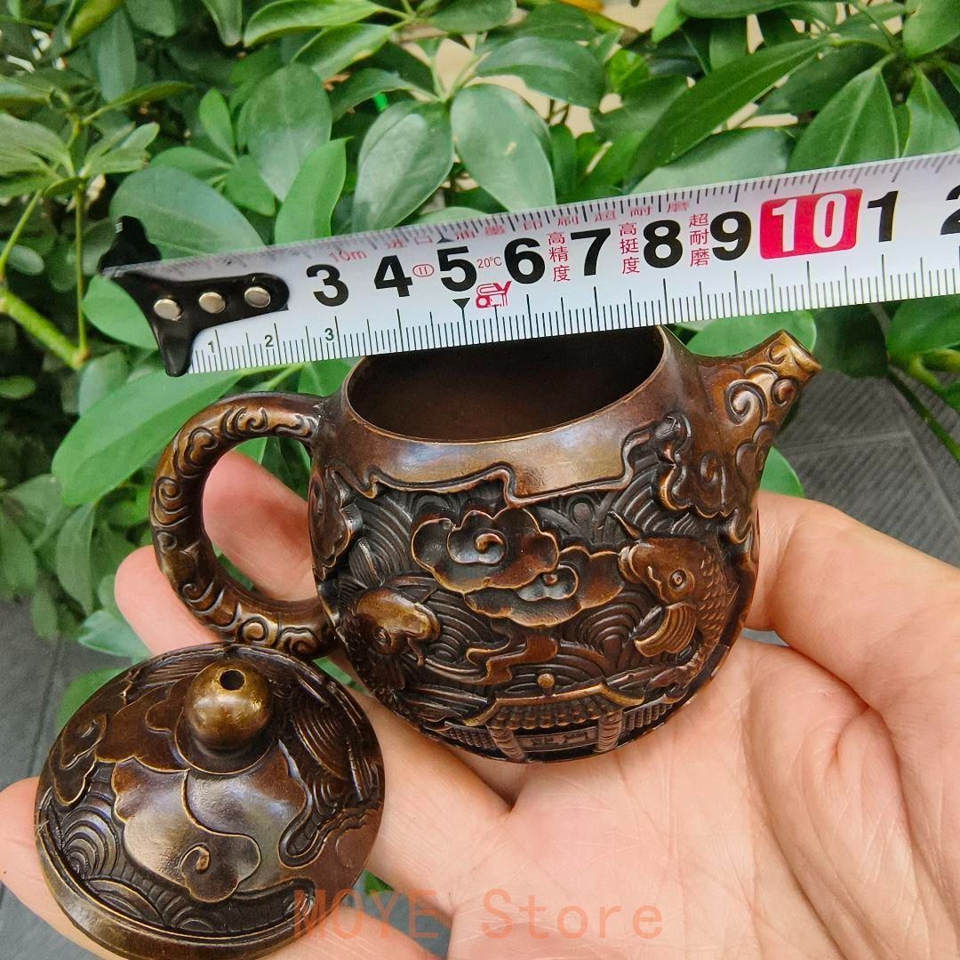 浮彫鯉躍龍門茶壺 酒壺 家庭茶道 工芸品 置物 銅製品 - メルカリ