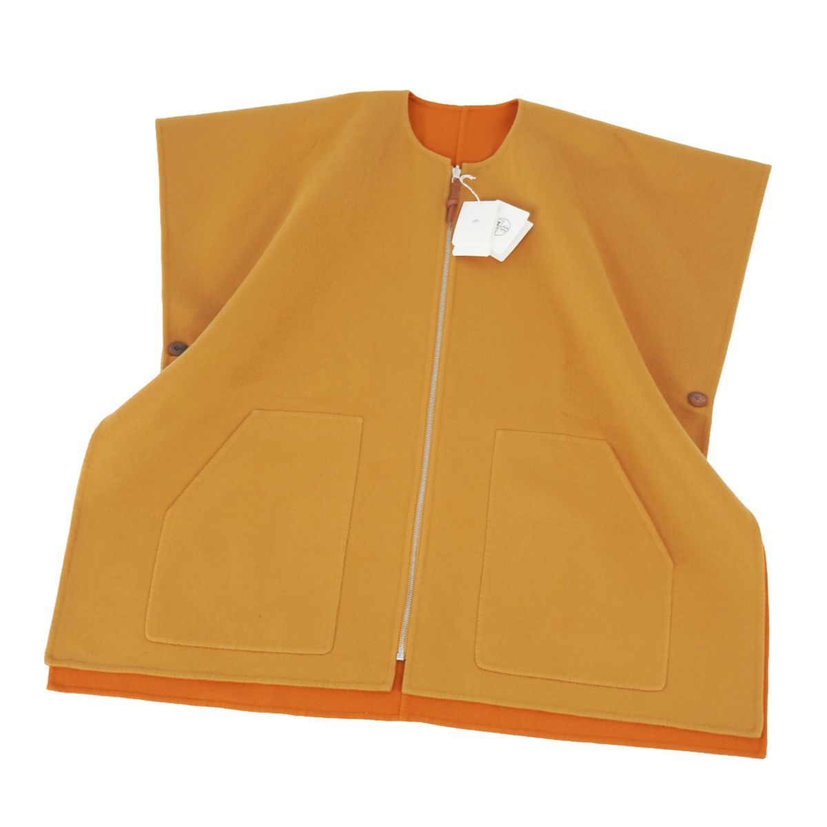 未使用 エルメス HERMES 2023 コート ポンチョ ケープ リバーシブル