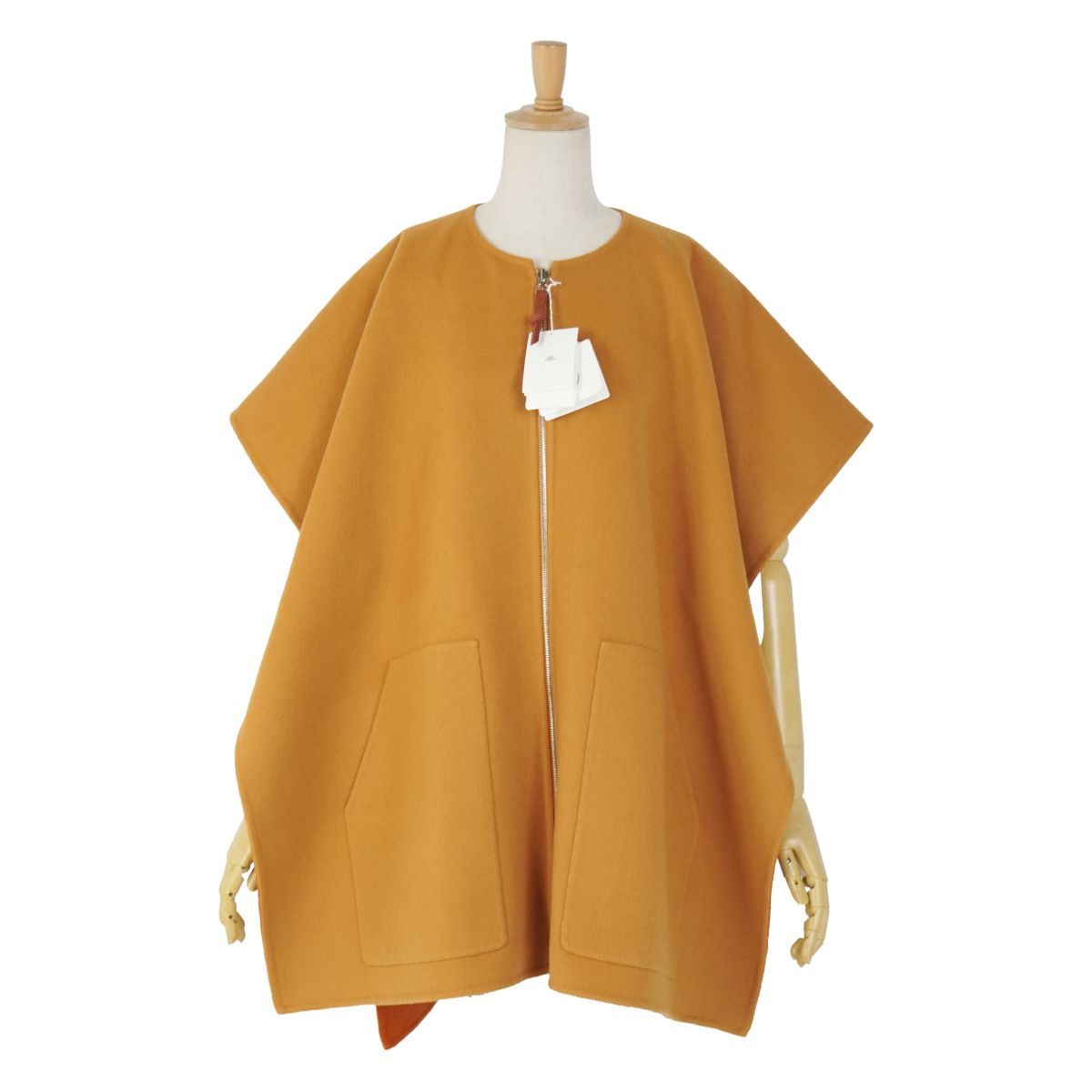 未使用 エルメス HERMES 2023 コート ポンチョ ケープ リバーシブル