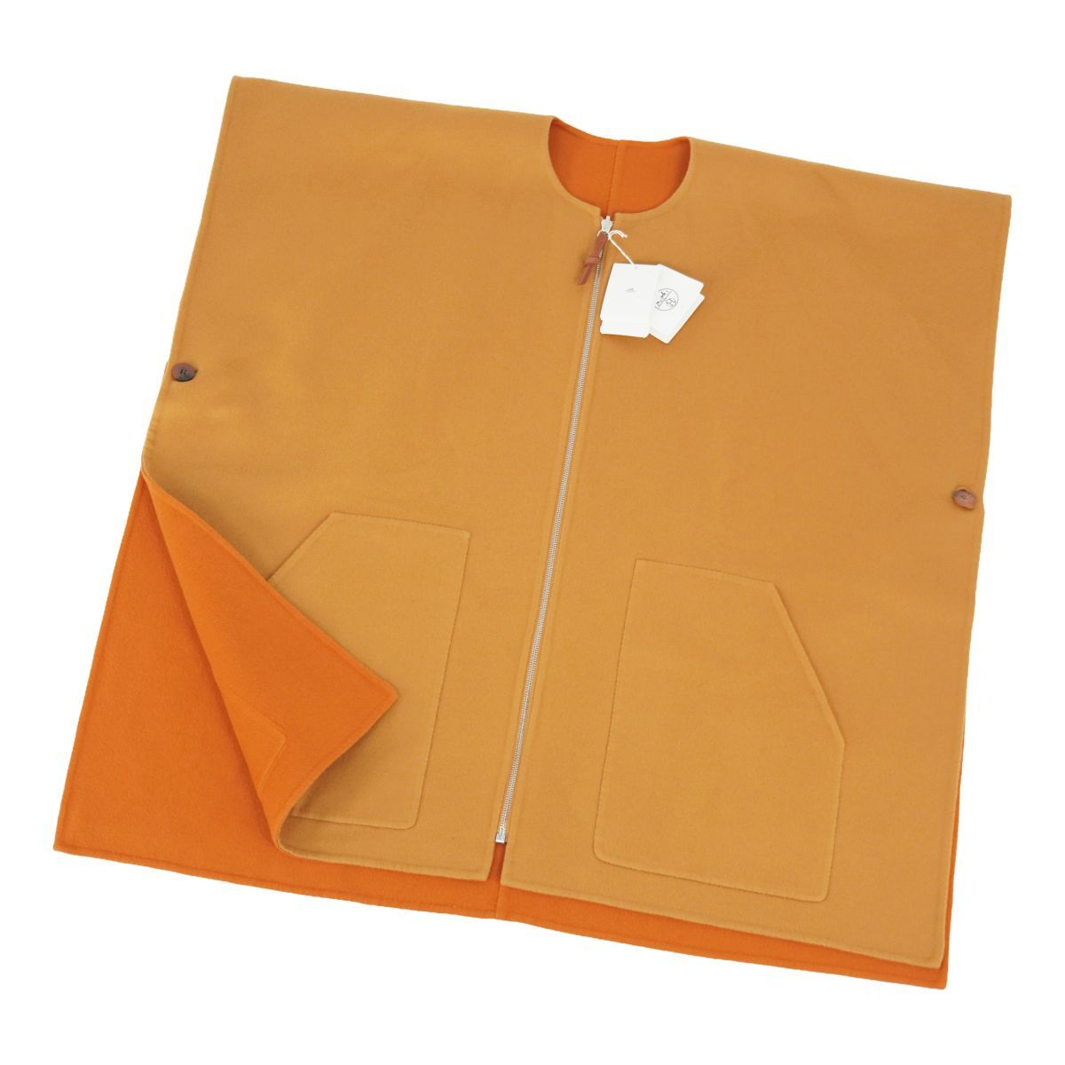 未使用 エルメス HERMES 2023 コート ポンチョ ケープ リバーシブル