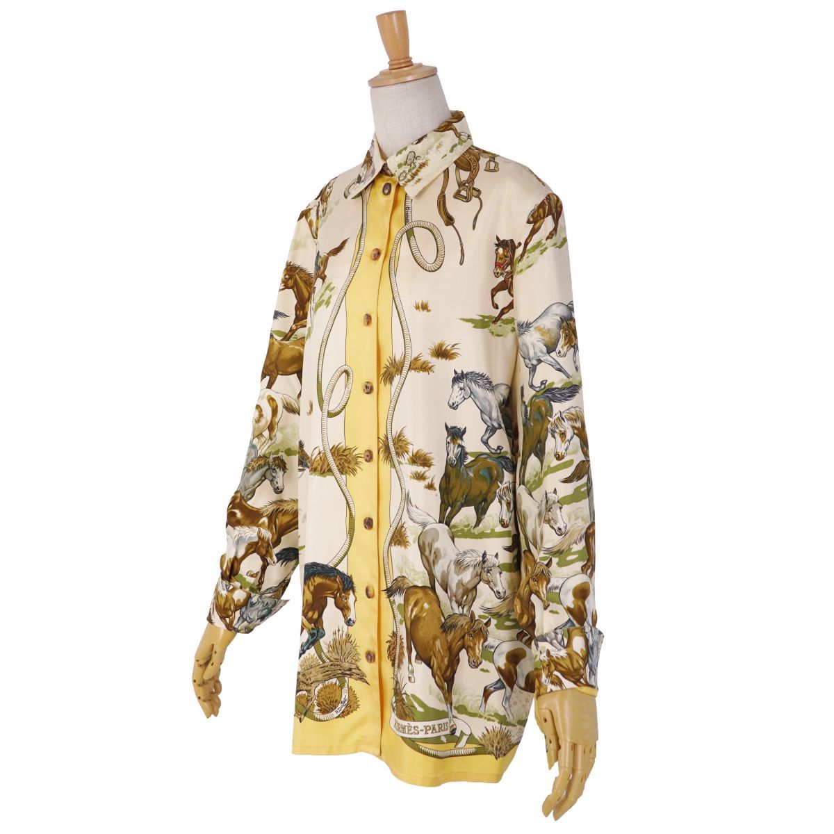 美品 Vintage エルメス HERMES シャツ ブラウス 長袖 総柄 シル - メルカリ