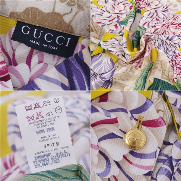 美品 グッチ GUCCI シャツ トムフォード期 ブラウス 総柄 シルク