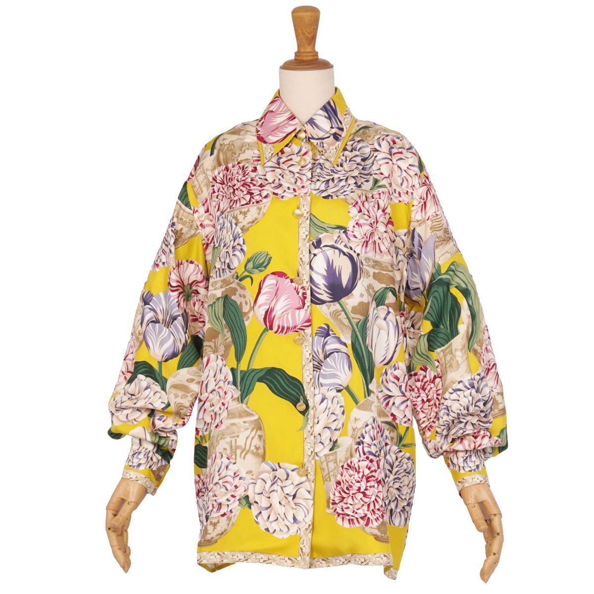 美品 グッチ GUCCI シャツ トムフォード期 ブラウス 総柄 シルク