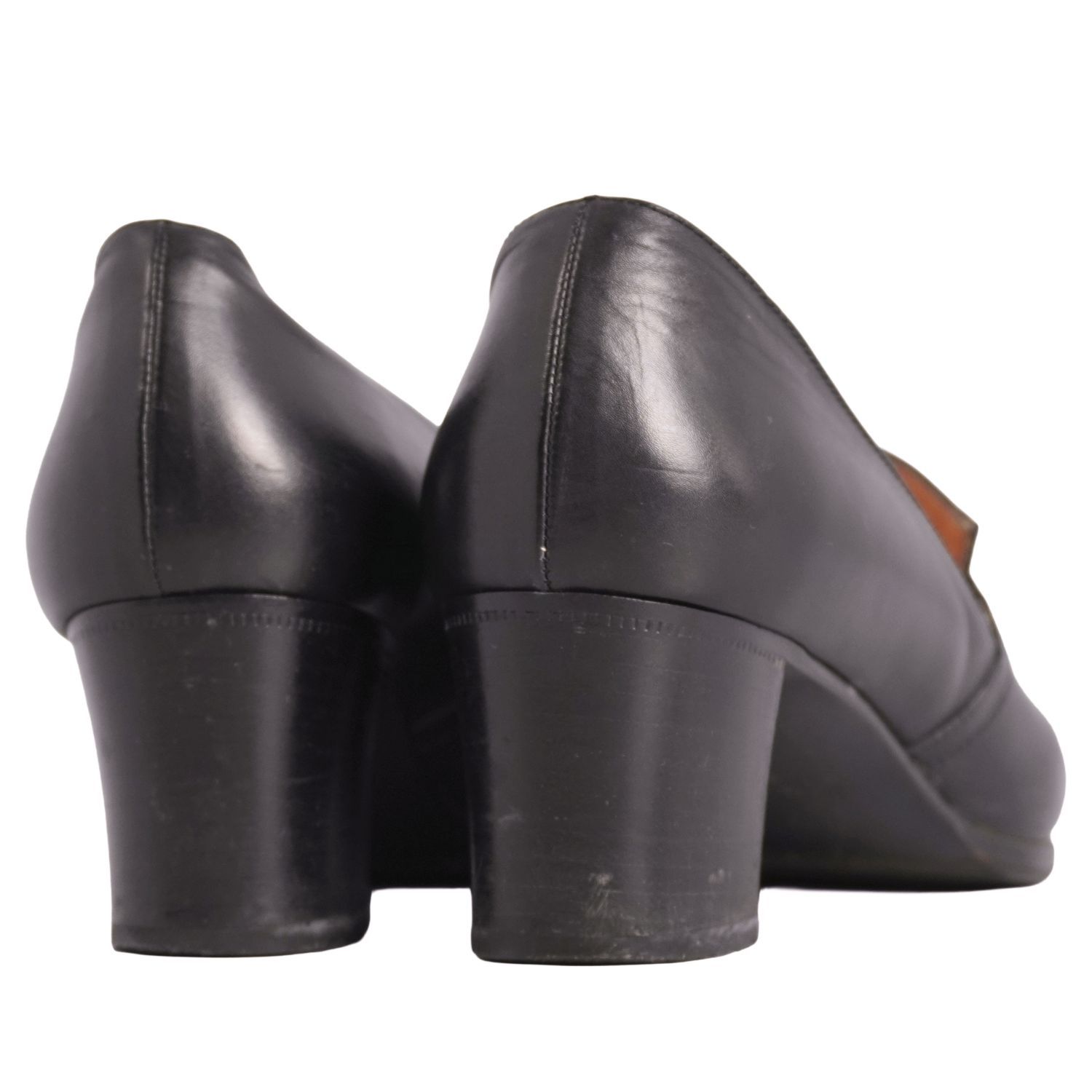 HERMES ヒールローファー アピ レザー ブラック パンプス 36.5 楽天