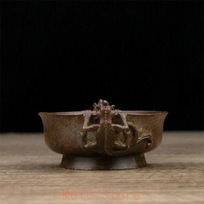 銅細工双龍耳香炉 茶道具 香道具 装飾品 工芸品 美術品 置物 - メルカリ