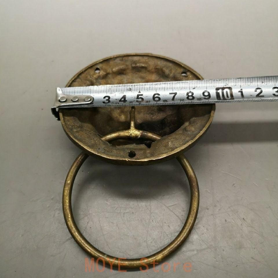 銅器 獣頭門環 獅子頭大門ノブ木戸門引環一対 装飾品 工芸品 置物