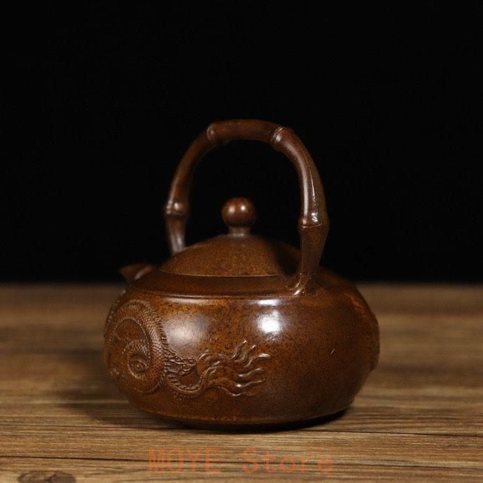 銅 細工 龍鳳提梁徳利 茶壺 茶道具 装飾品 工芸品 美術品 置物 銅細工 龍鳳呈祥泡茶壺 提梁壺 茶道具 装飾品 工芸品 美術品 置物