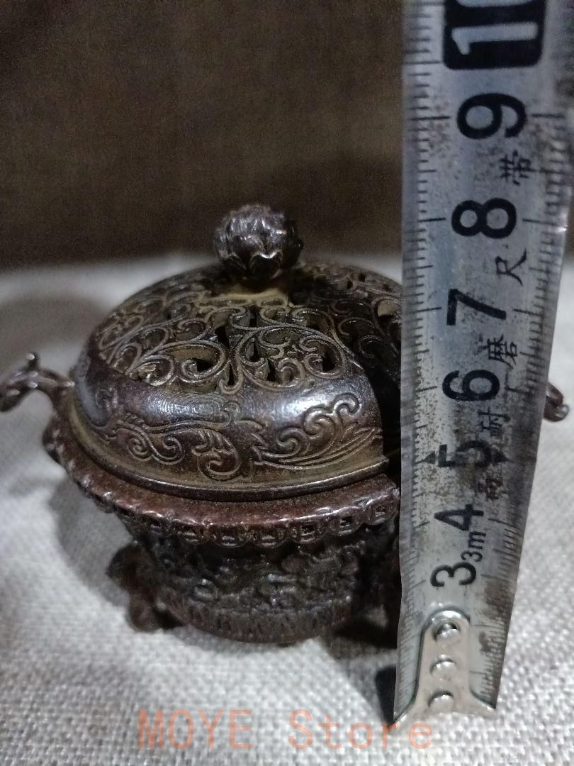 銅器 三足鼎 チ首竜双耳香炉 焼香炉 香道具 茶道具 装飾品 工芸品 置物