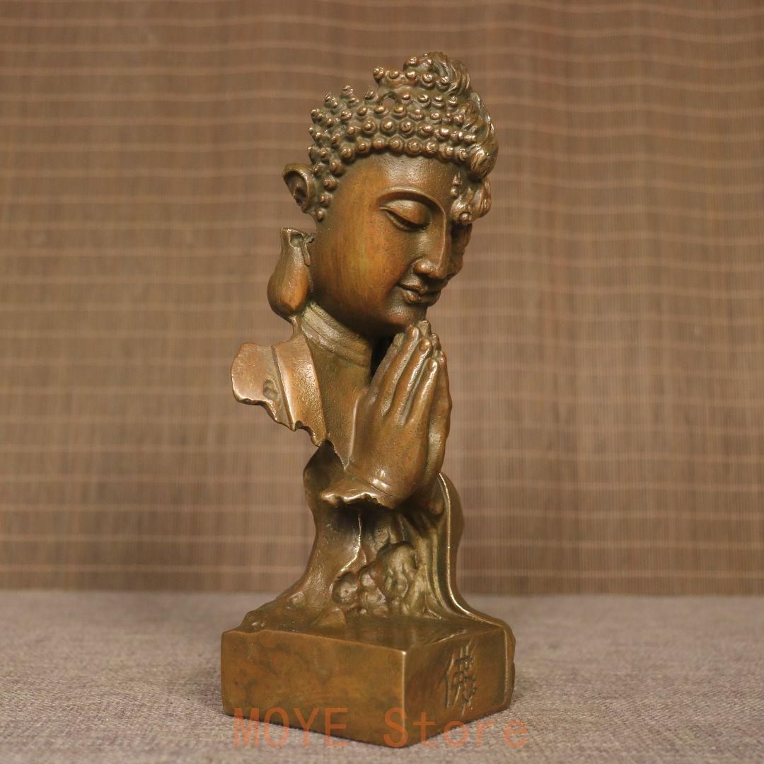 銅 細工 釈迦如来仏仏像 事務デスクトップ机 茶室 茶寵 置物 装飾品