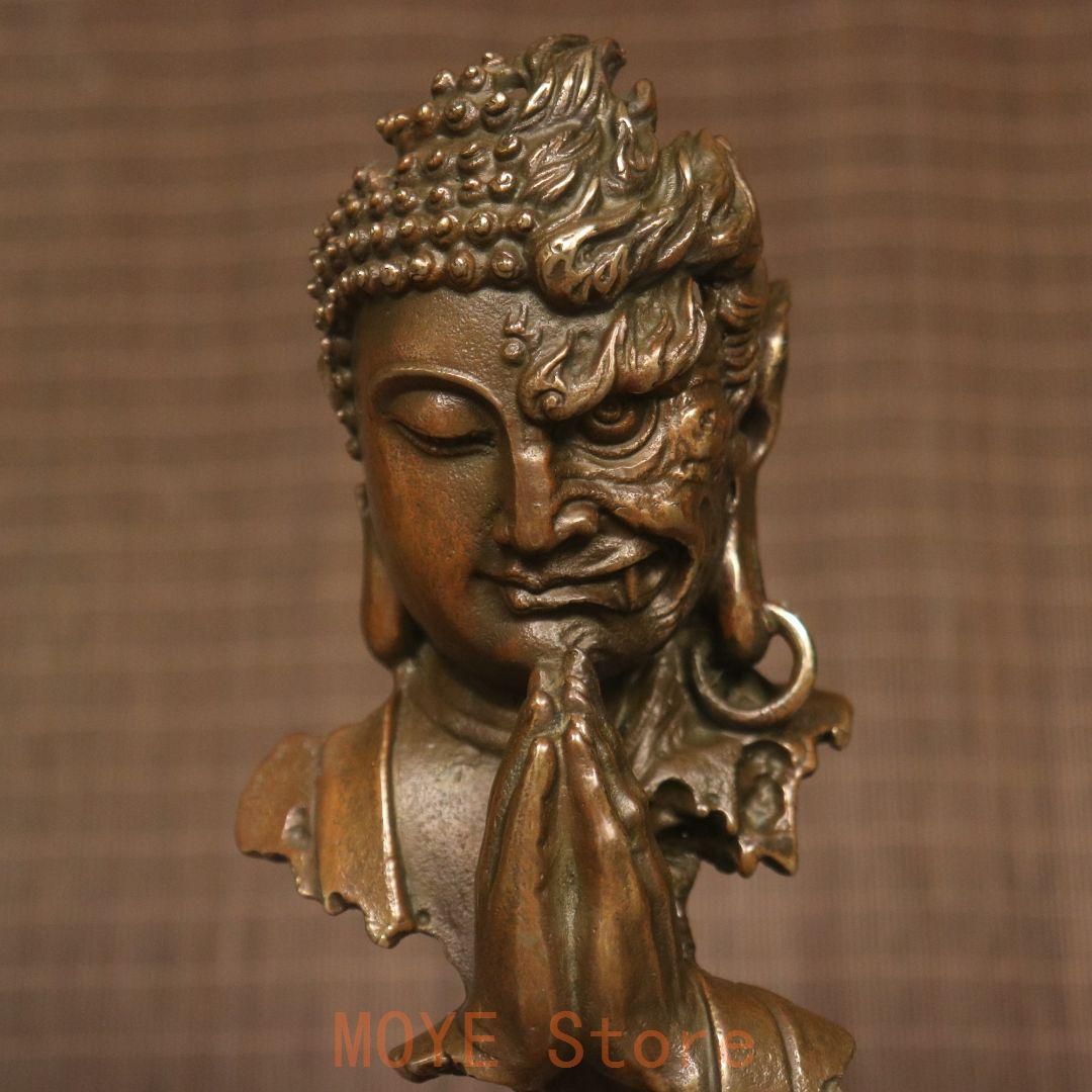 銅 細工 釈迦如来仏仏像 事務デスクトップ机 茶室 茶寵 置物 装飾品