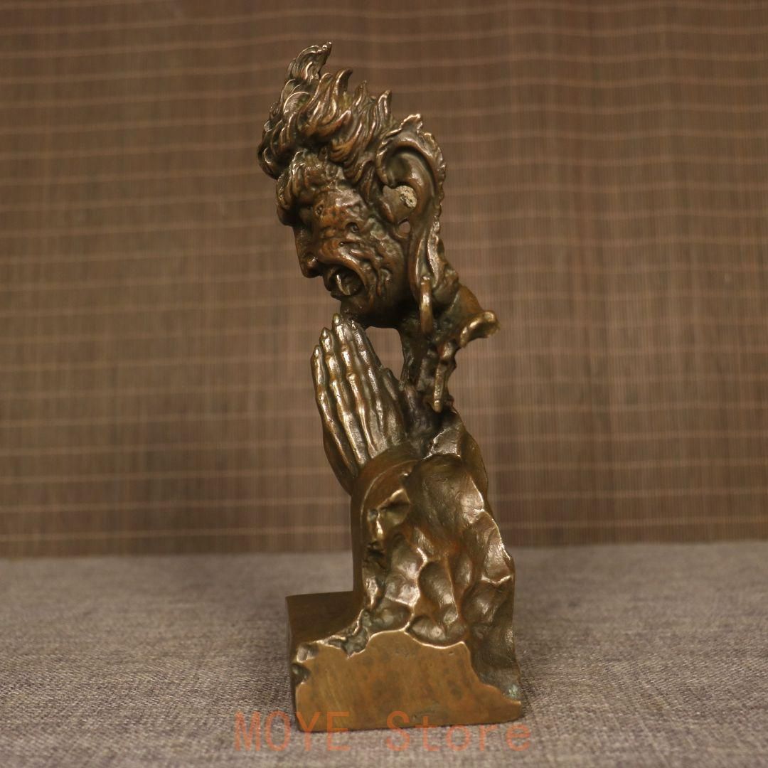 銅 細工 釈迦如来仏仏像 事務デスクトップ机 茶室 茶寵 置物 装飾品