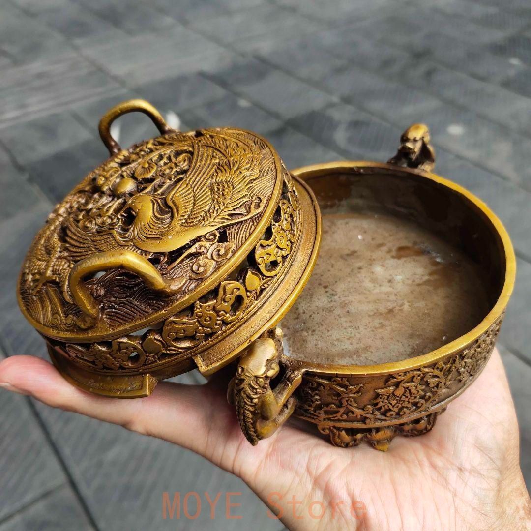 銅細工 龍鳳薫香炉 盤香薫炉 香道具 装飾品 工芸品 美術品 置物 - メルカリ