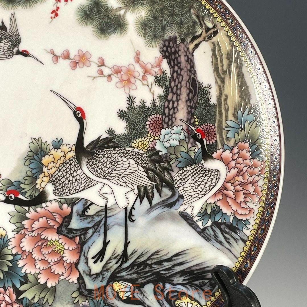 清乾隆粉彩松鶴図紋賞盤 景徳鎮 陶磁器 装飾品 現代工芸品 美術品 置物