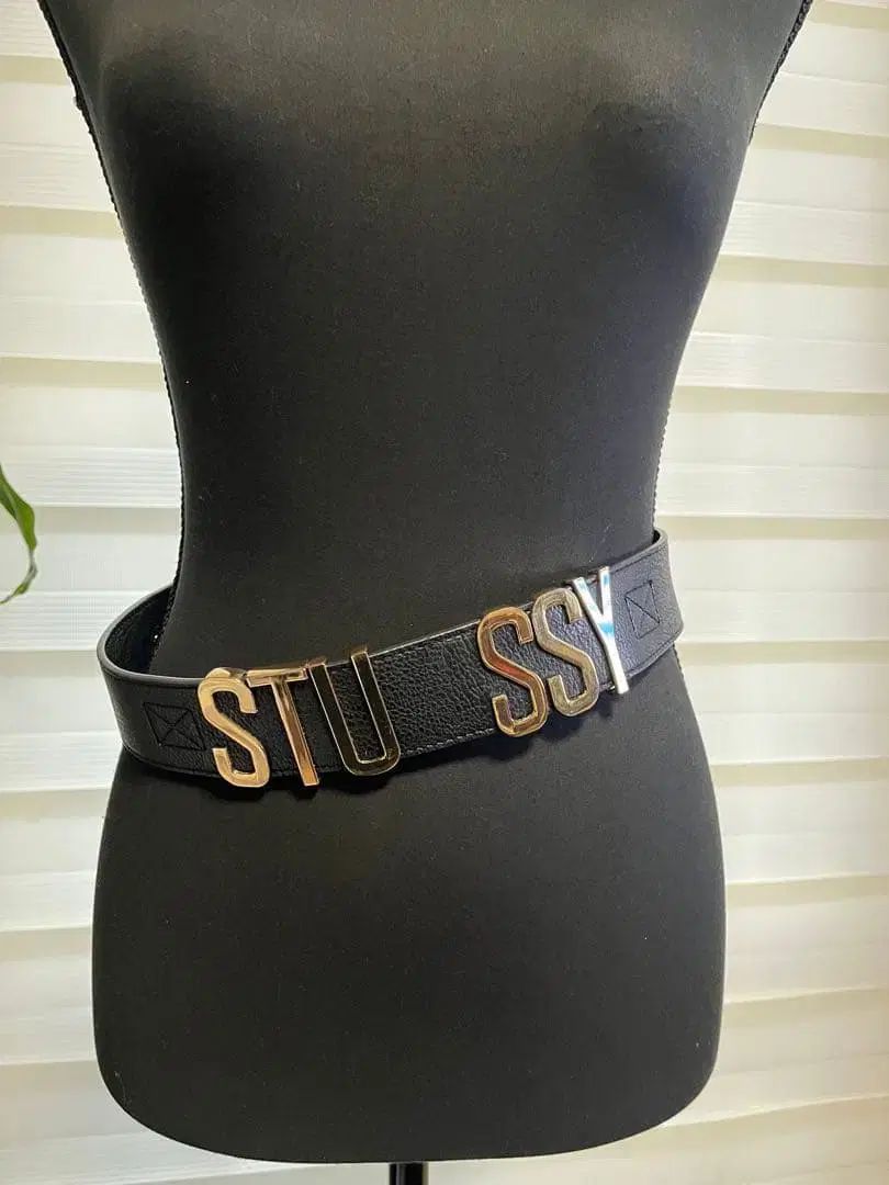 90s 00s STUSSY ステューシー ロゴ GOLD バックル ベルト - メルカリ