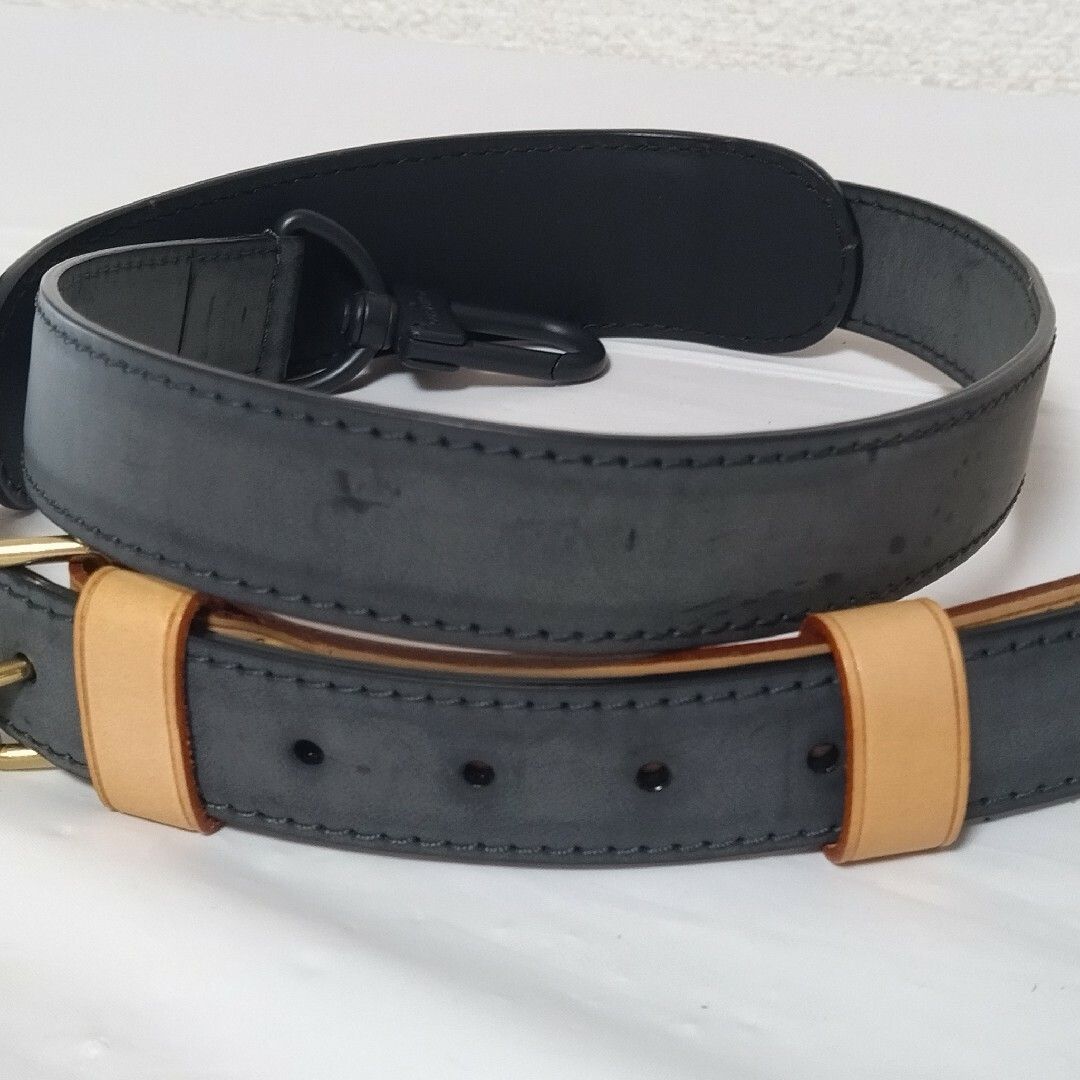 美品】ルイヴィトン ショルダーストラップ グレー×ベージュ ボストン用