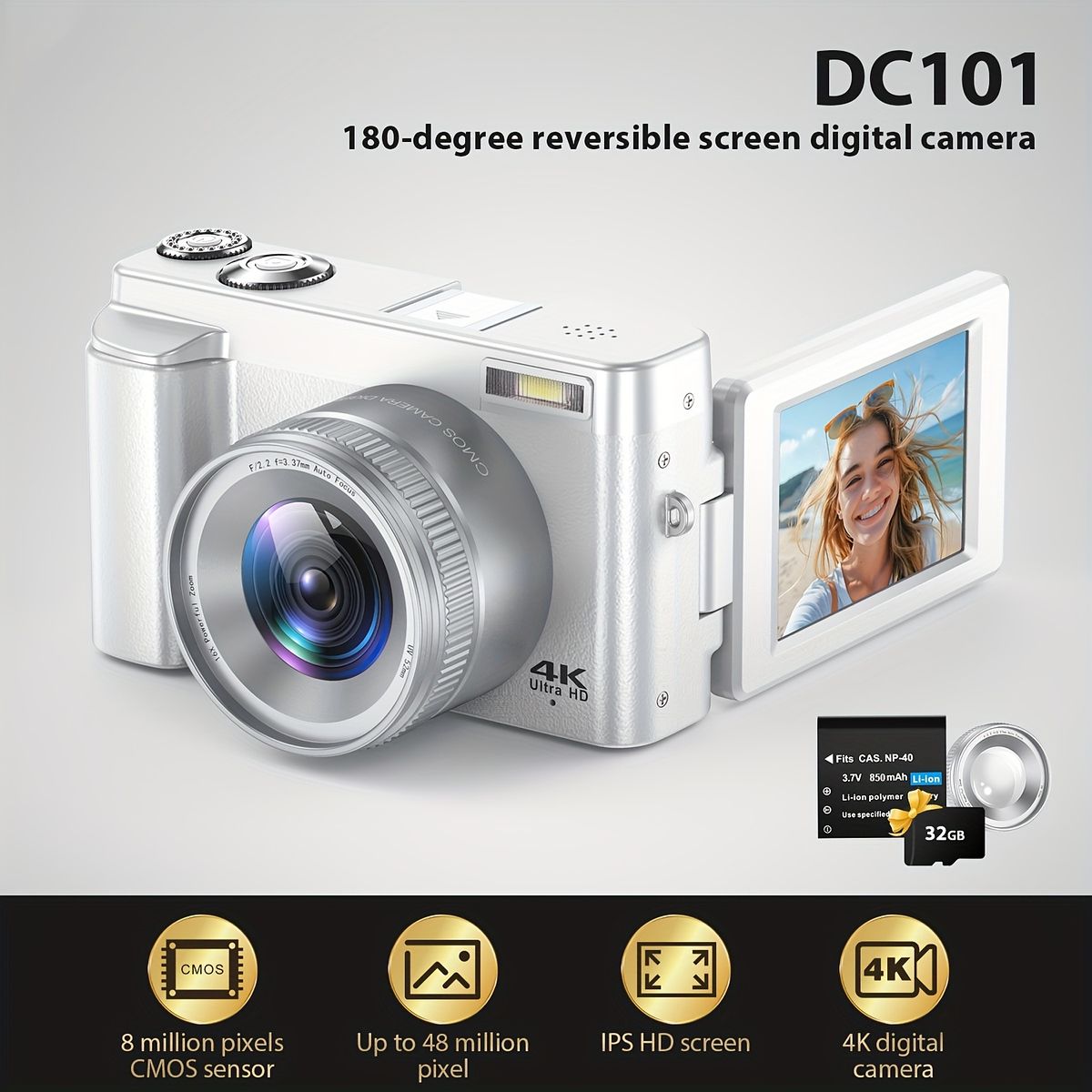 4Kデジタルカメラ 48MP 16倍ズーム 4K高画質】デジタルカメラ 48MP 16倍ズーム 180回転モニター オート