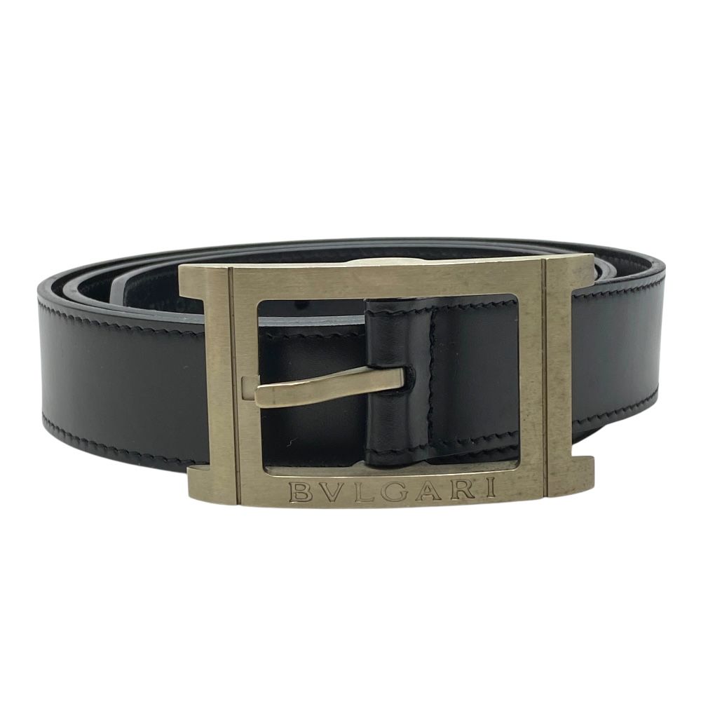 BVLGARI ブルガリ ベルト サフィアーノレザー　シルバーバックルロゴ 美品 ブルガリ レッタンゴロ ベルト シルバー バックル ロゴ レザー