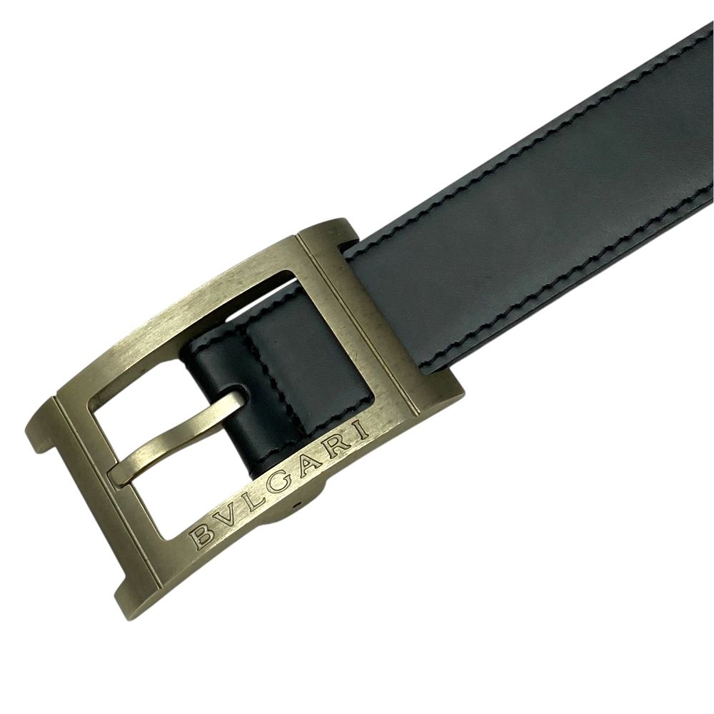 ブルガリ レッタンゴロ ベルト シルバー バックル ロゴ レザー