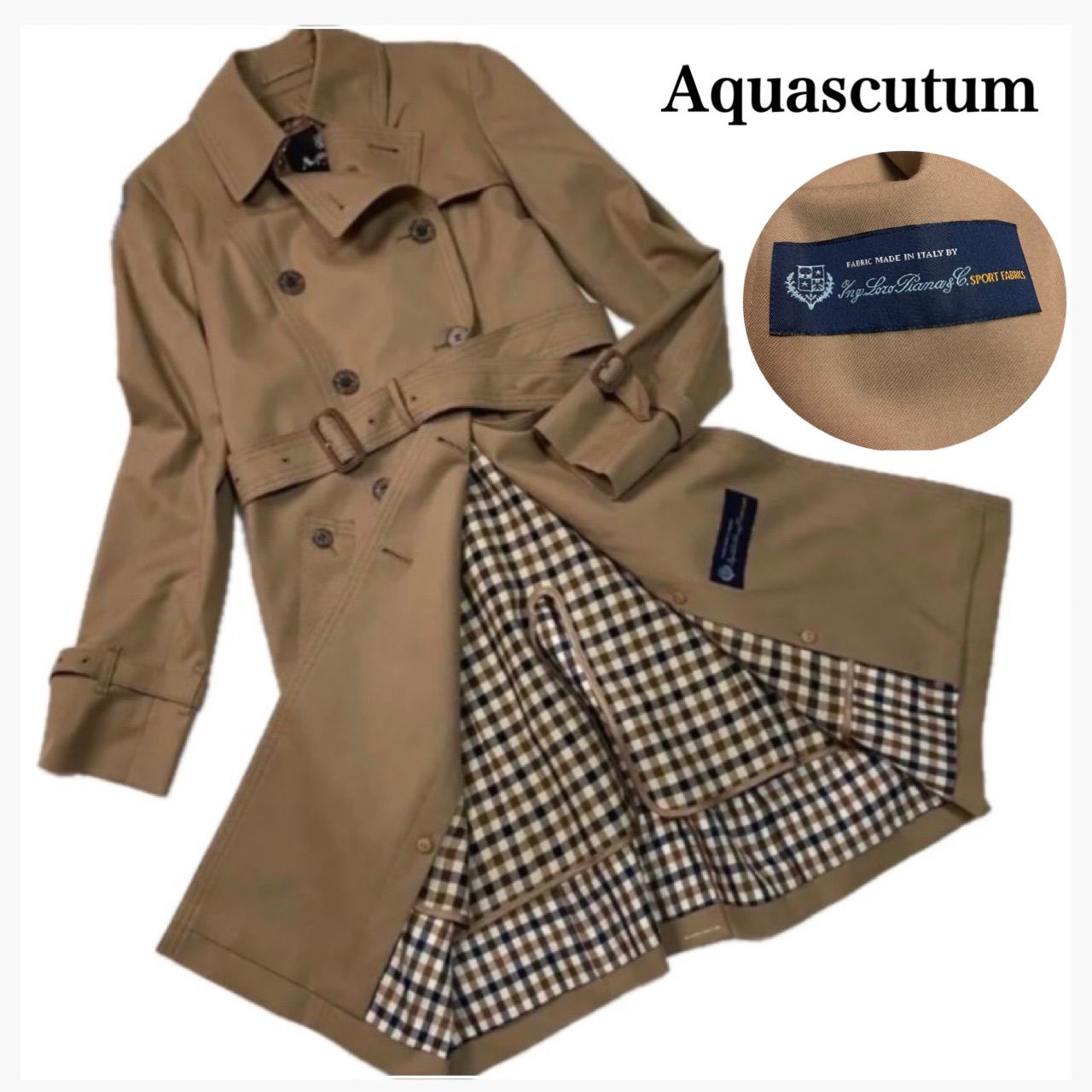 美品】 アクアスキュータム × ロロピアーナ トレンチコート ライナー付