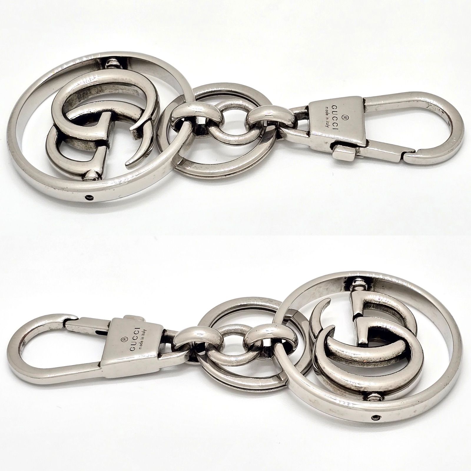 GUCCI グッチ ダブルG キーチェーン キーホルダー シルバートーン 