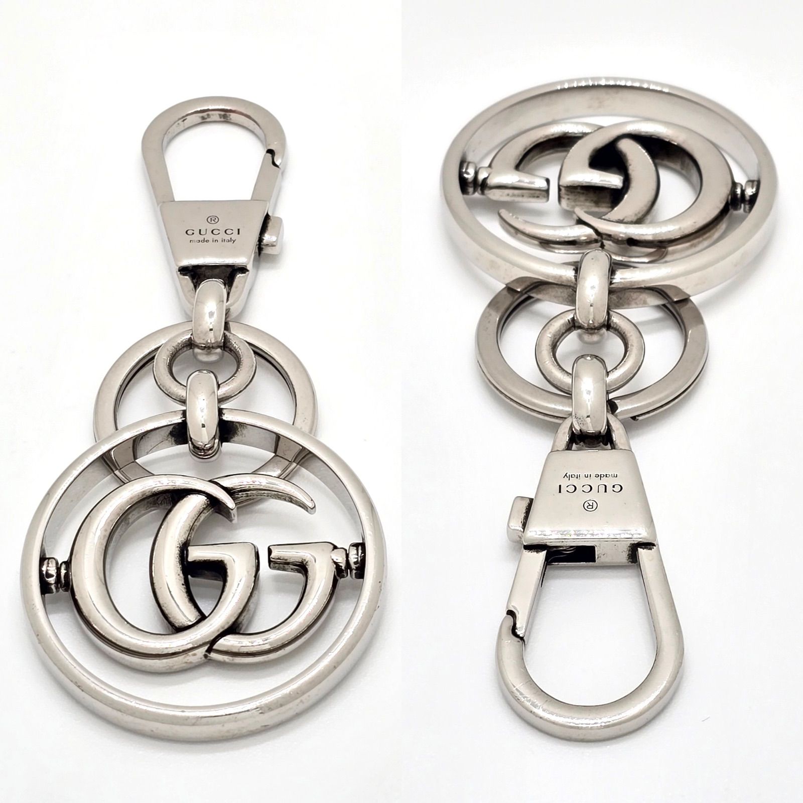 GUCCI グッチ ダブルG キーチェーン キーホルダー シルバートーン 