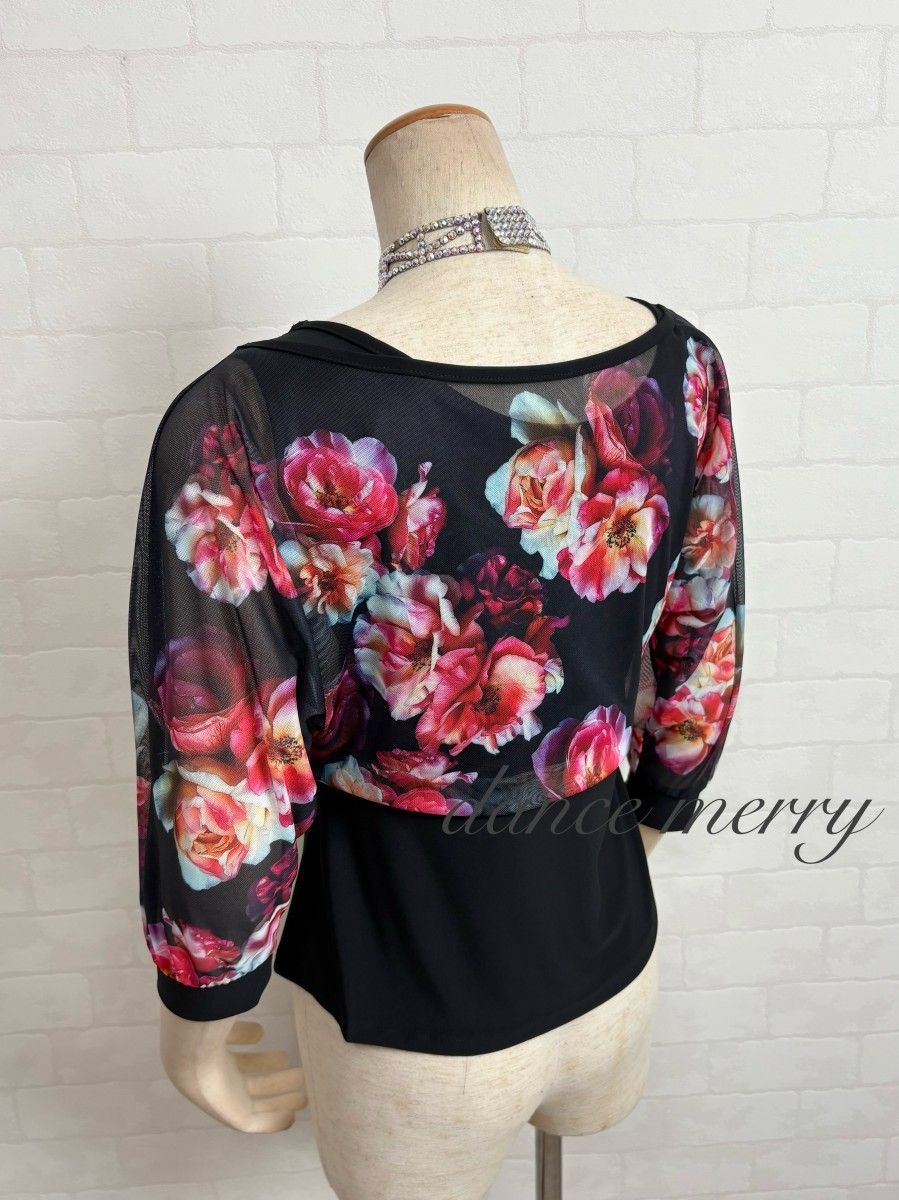 新品　豪華　社交ダンス　ドルマン　トップス　黒　レッスン　ラテン　4723 新品 豪華 社交ダンス ドルマン トップス 黒 レッスン ラテン 4723