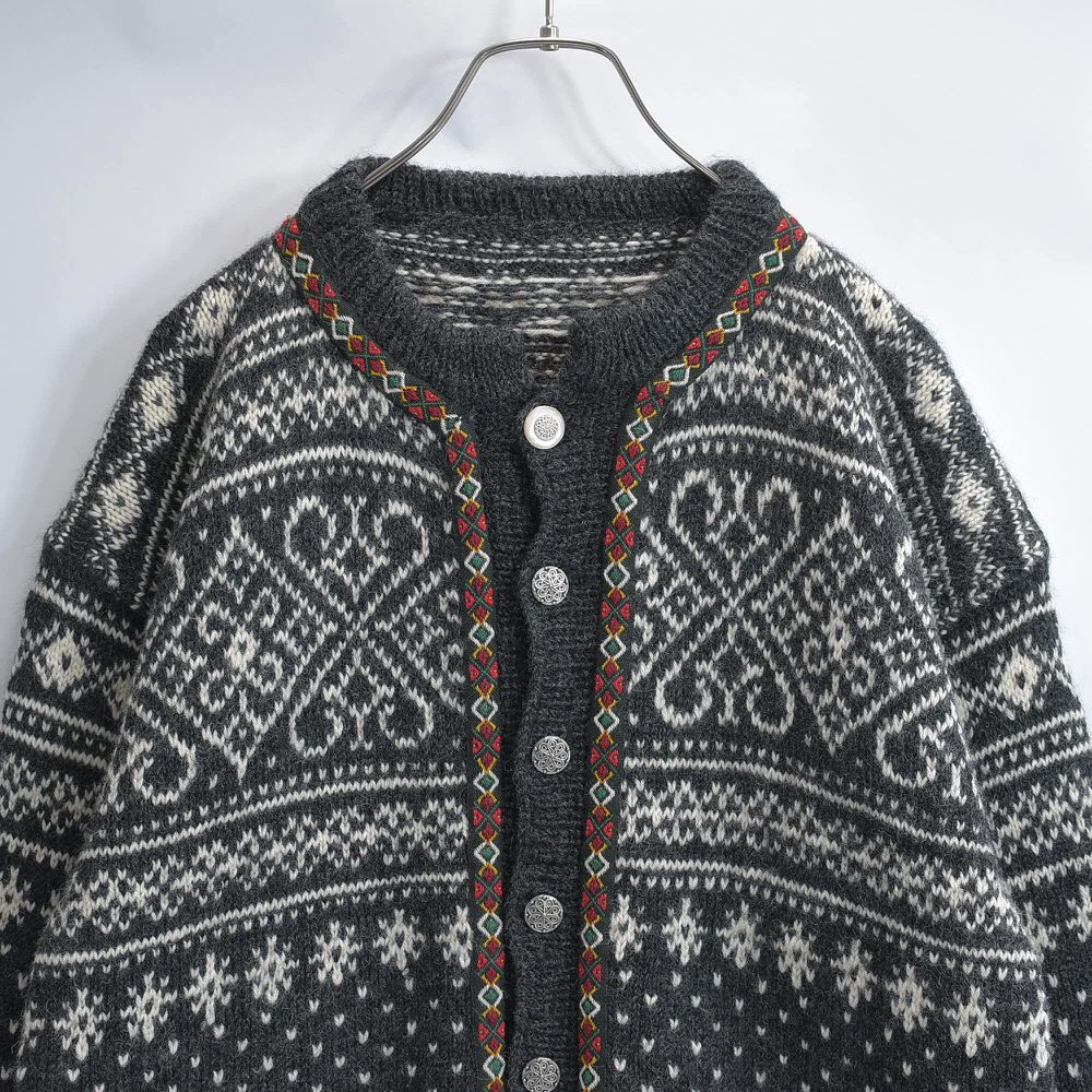 70～80s Nordic Cardigan ノルディック柄 メタルボタン デザイン