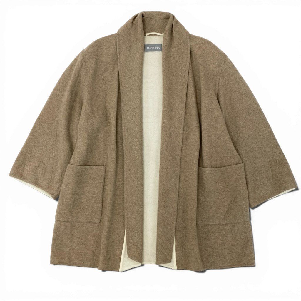 お値下げAGNONAアニオナ　カシミア　ロングカーディガン 3l27《美品》 AGNONA アニオナ カシミヤ × シルク カーディガンコート