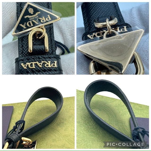 PRADA サフィアーノ 三角プレート キーリング キーホルダー 128631