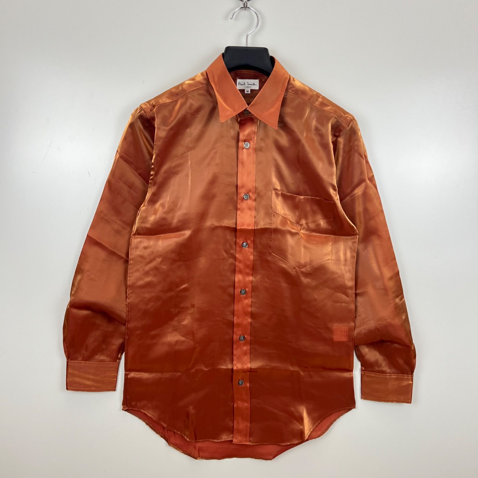 PAUL SMITH 00s y2k archive shiny orange poly L/S shirts M ポール