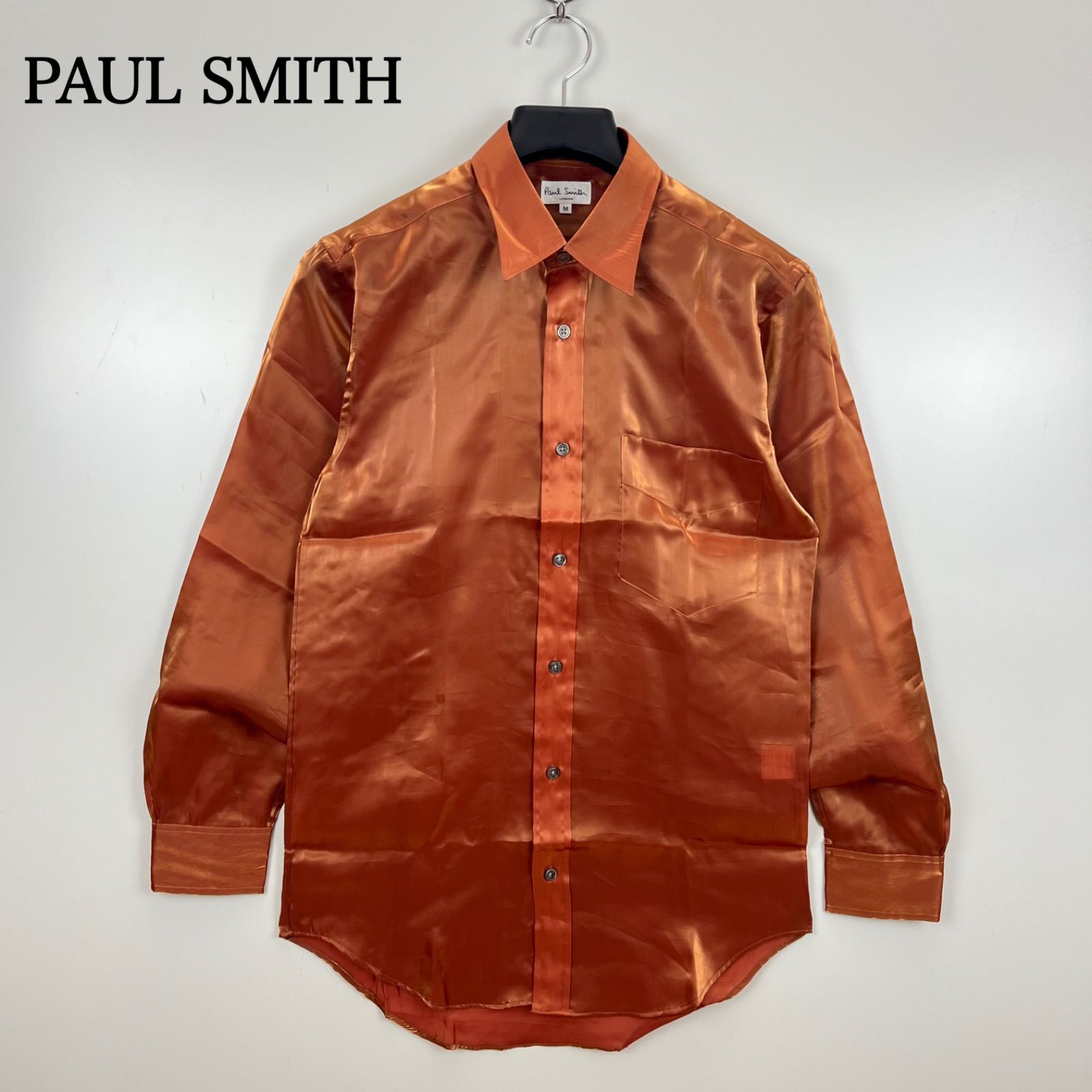 PAUL SMITH 00s y2k archive shiny orange poly L/S shirts M ポール