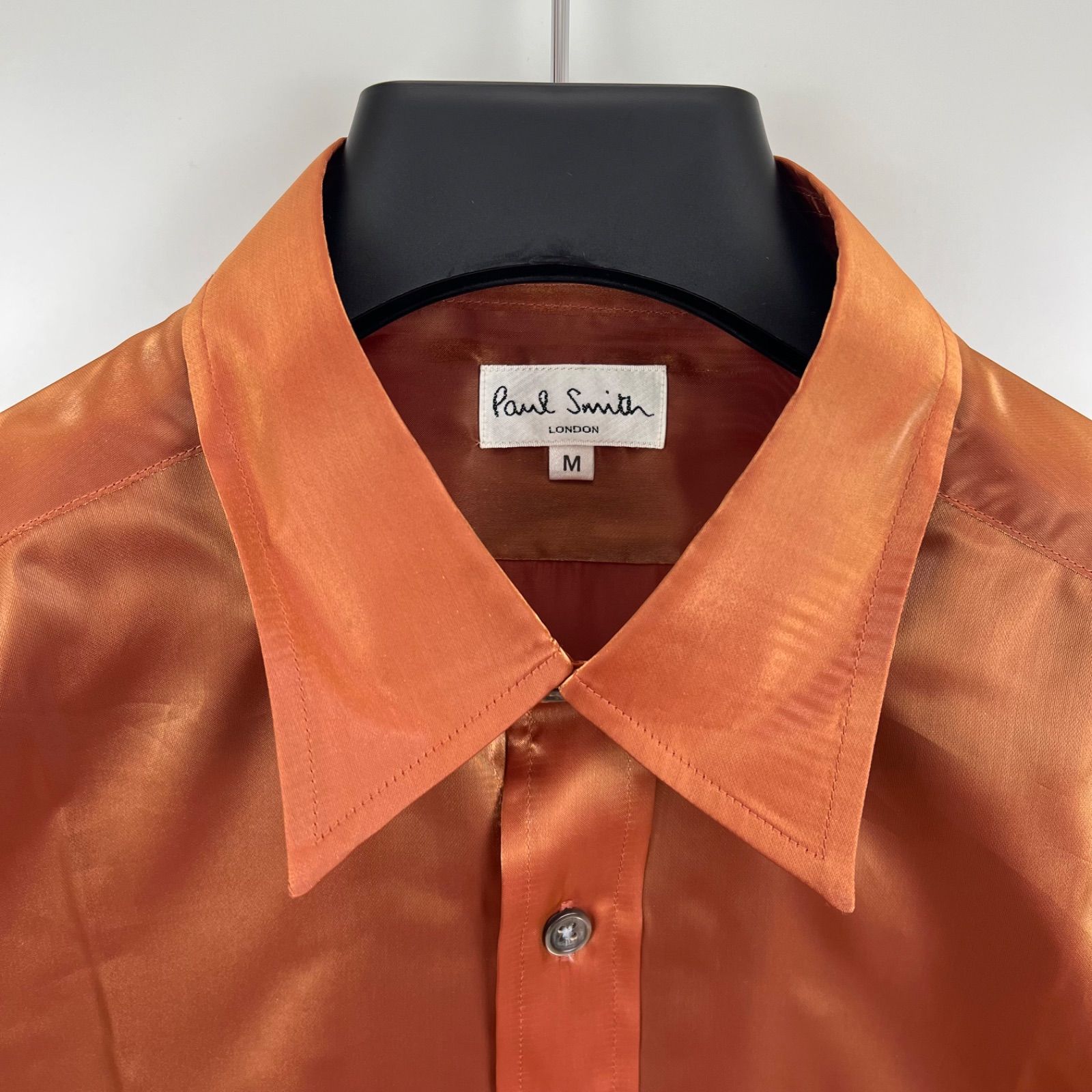 PAUL SMITH 00s y2k archive shiny orange poly L/S shirts M ポール