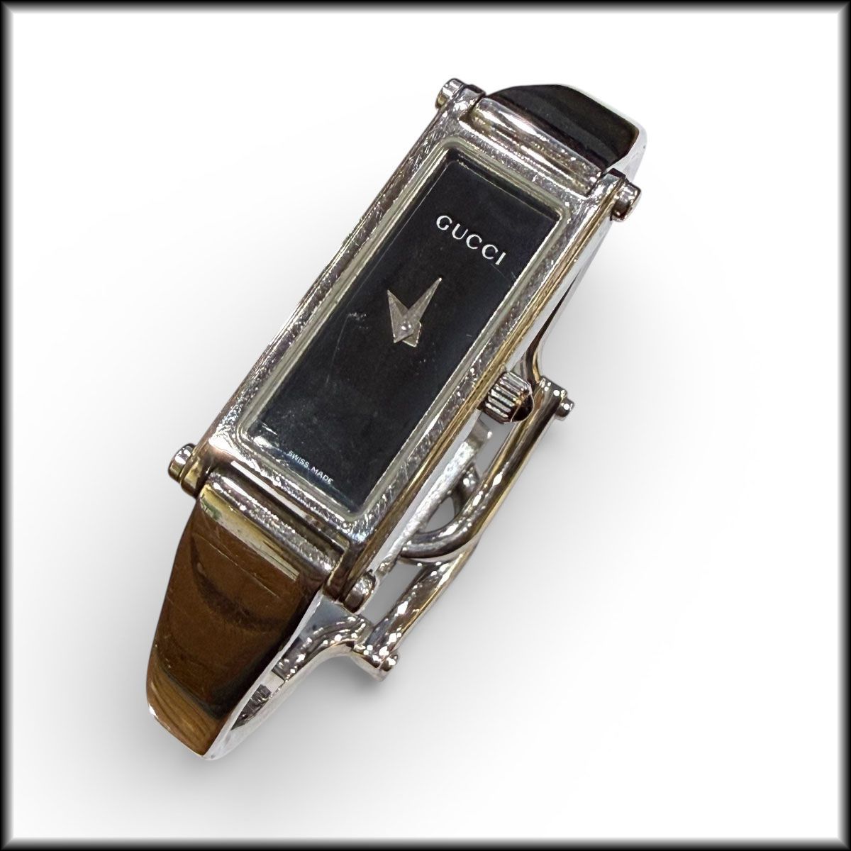 難有◇GUCCI◇グッチ レディース腕時計 1500L バングルウォッチ 黒文字