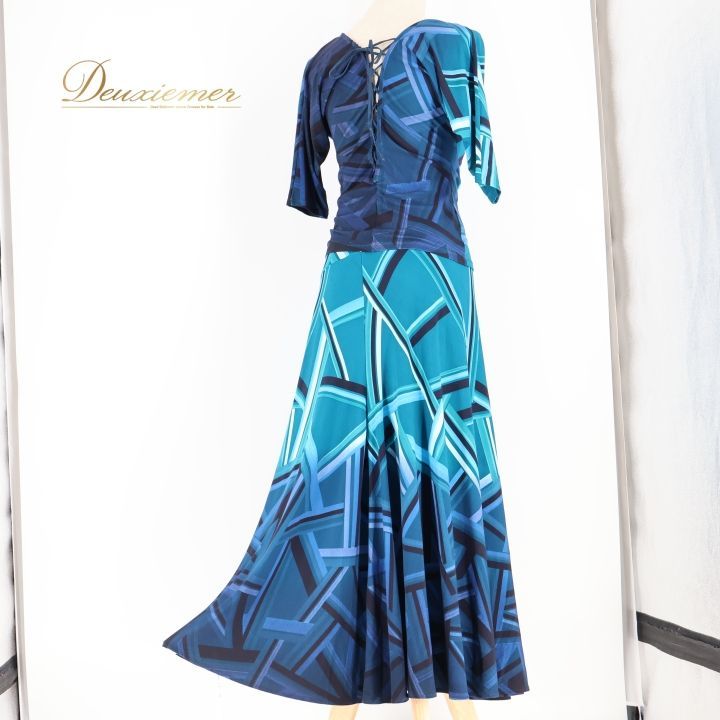 【日本製 社交ダンス衣装】グリーン Chacott 上下セット ツーピース 社交ダンス 衣装 チャコット Chacott ツーピース セットアップ 上下