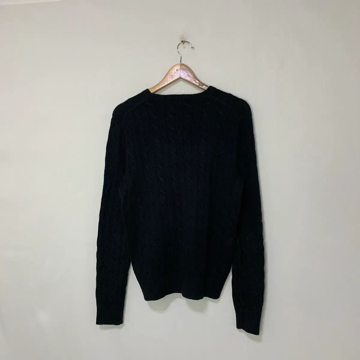 ポロラルフローレン 長袖ニット ケーブル編み セーター ブラック M