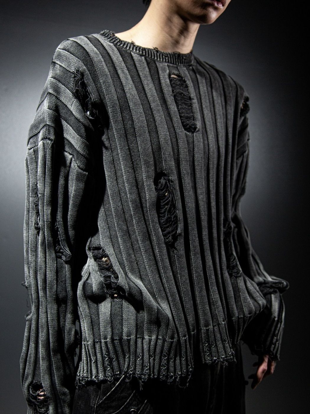 新品【DIG YOUR OWN GRAVE】PIGMENT DAMAGE KNIT / 【ディグユアオウン 