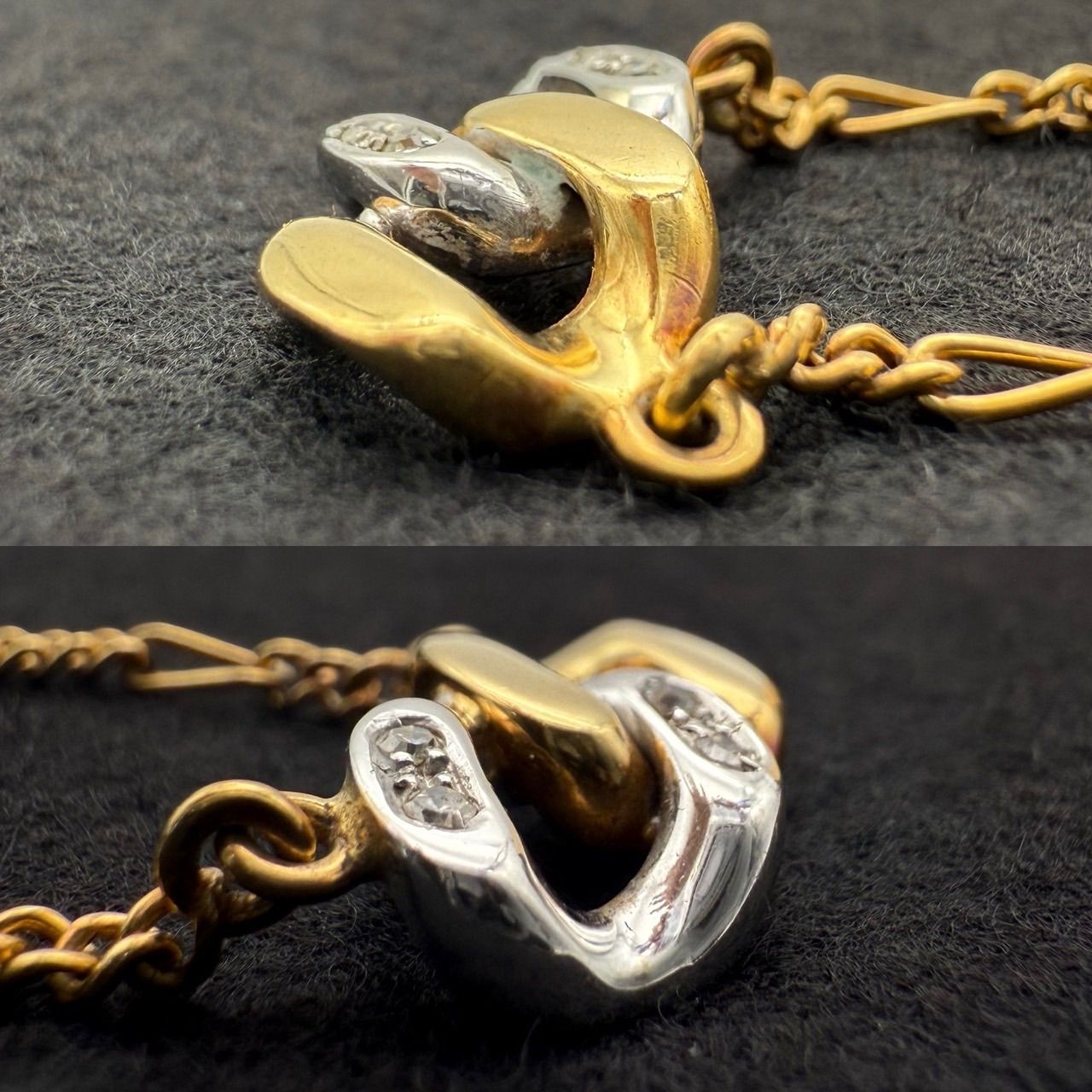 750 刻印 ネックレス ダブルリング コンビカラー ペンダント 6.45g