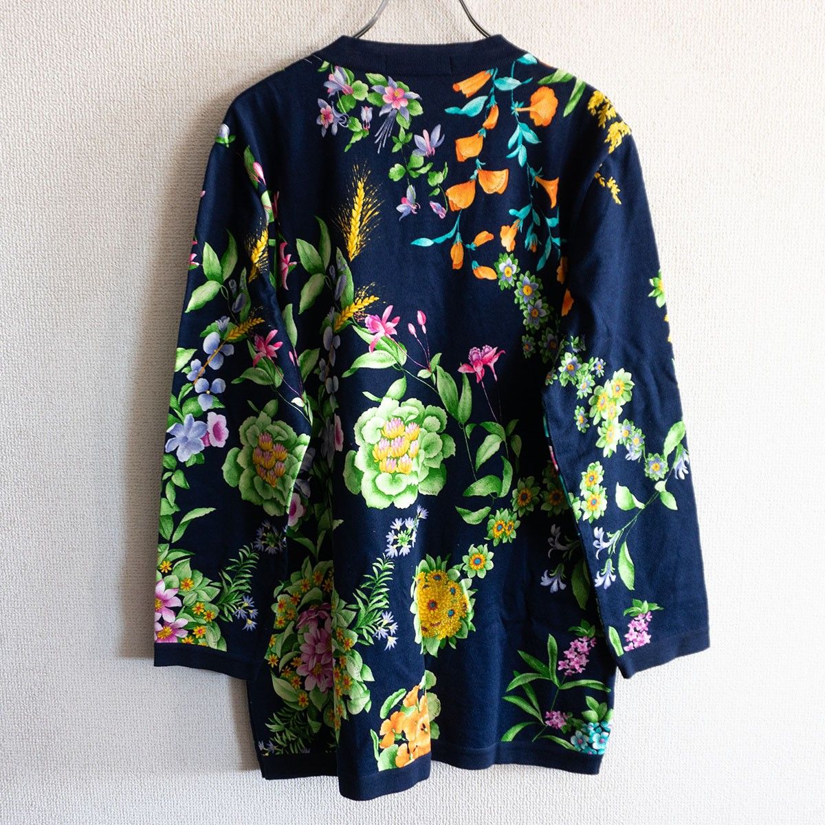 最高級】LEONARD【花柄 コットン ニット カーディガン】M 金ボタン