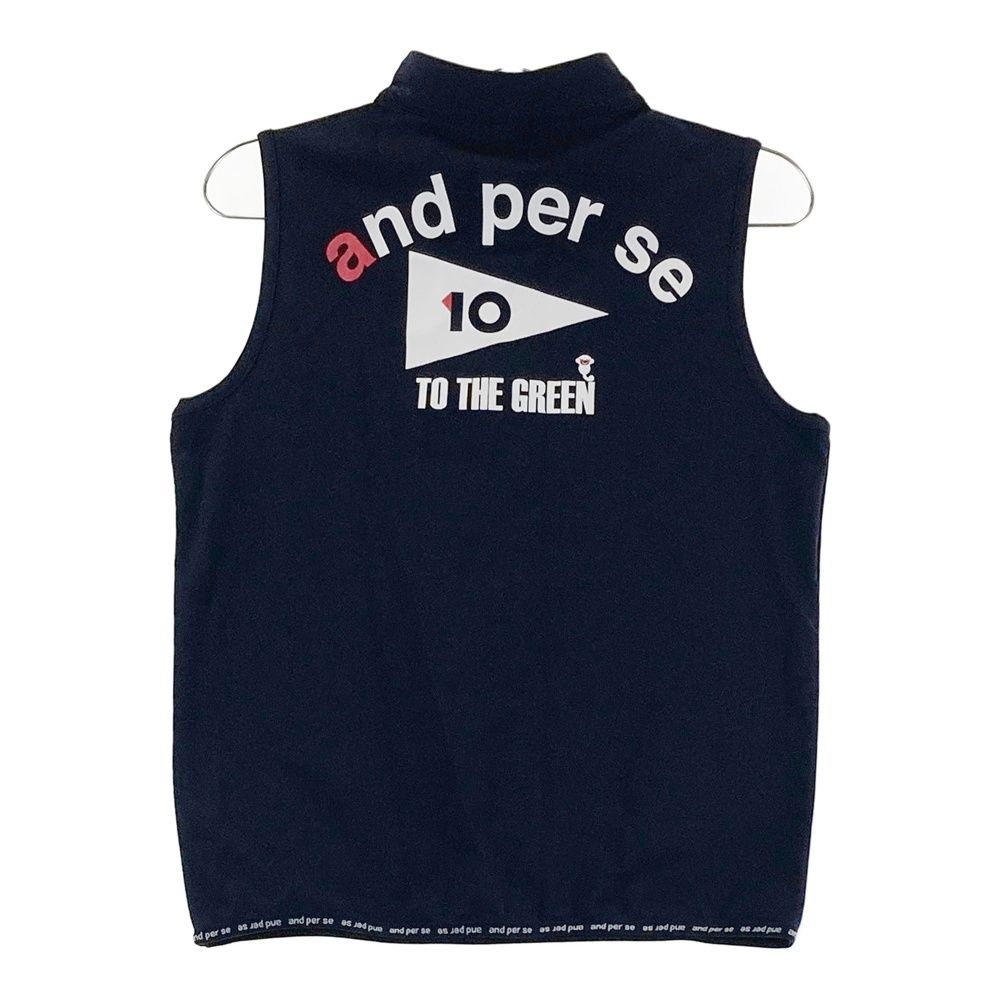 サイズ：M AND PER SE アンパスィ ハーフジップ ベスト ネイビー系